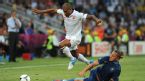 Glen Johnson skips past Philippe Mexes, England v France, European Championship, Donbass Arena, Donetsk, Ukraine, June 11, 2012