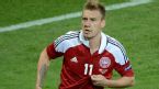 Bendtner wears branded underpants against Portugal, Denmark v Portugal, Euro 2012, Arena Lviv, 13 June 2012