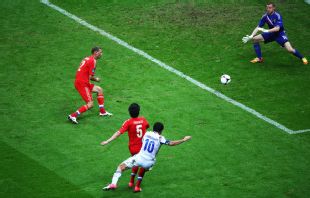 Giorgos Karagounis scores the decisive goal