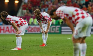 Croatia's players show their disappointment at full-time