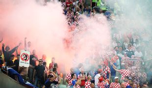 Croatia fans let off flares