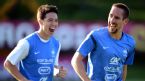 France duo Samir Nasri and Franck Ribery take part in a training session, Euro 2012, Kircha, June 12, 2012