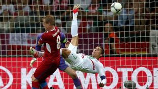 Ronaldo  Head Kick on Czech Republic V Portugal Live Football Scores   Soccer Scores And