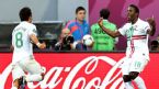 Joao Moutinho celebrates a goal with Silvestre Varela against Denmark, Portugal v Denmark, Euro 2012, June 13, 2012