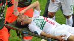 Helder Postiga grimaces as he is carried off on a stretcher, Portugal v Czech Republic, National Stadium, Warsaw, 21 June 2012