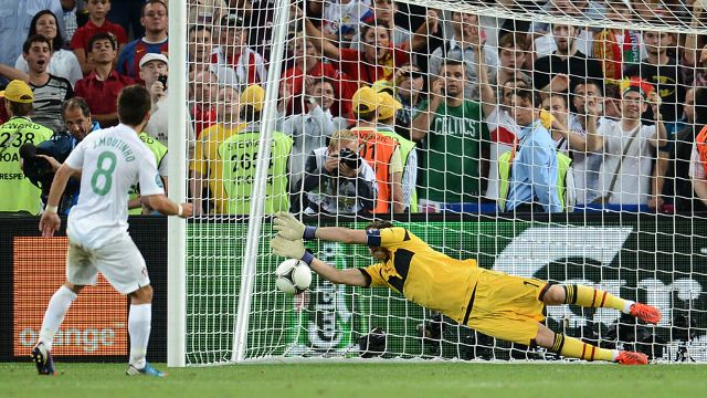 Joao Moutinho misses his spot-kick