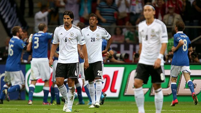 Germany players are crestfallen as Mario Balotelli ruins their Euro 2012 dream