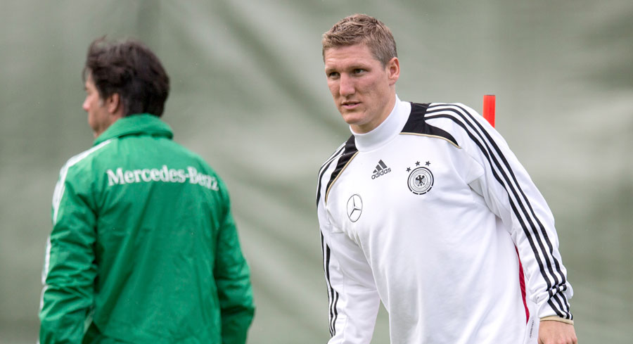 Bastian Schweinsteiger takes part in Germany training
