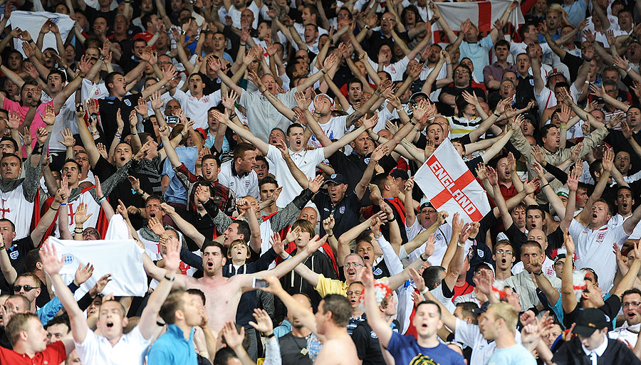 England fans in full voice in the game against Sweden