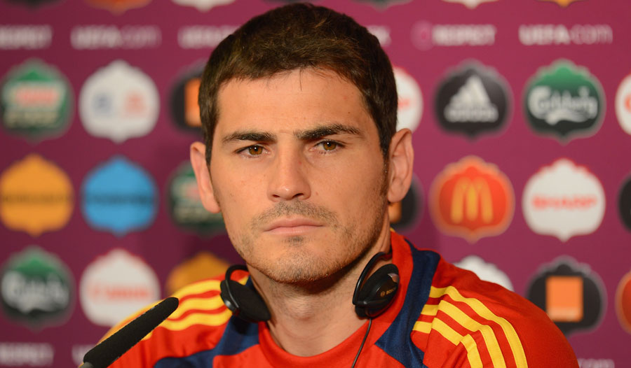 Iker Casillas fields questions at a press conference