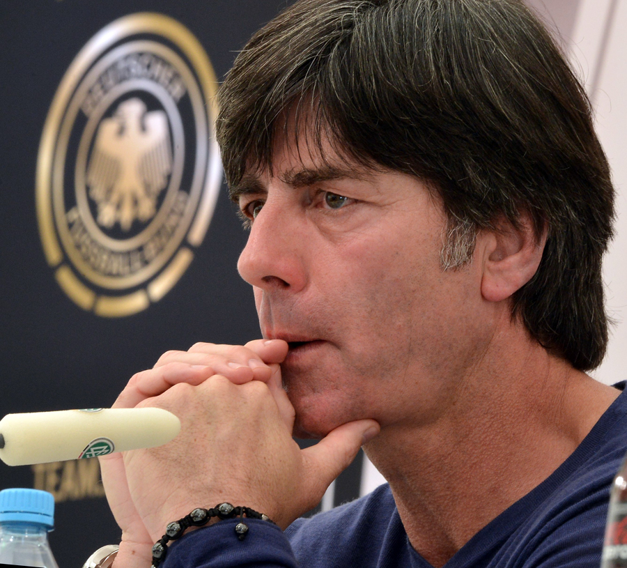 Joachim Low faces the media in Danzig