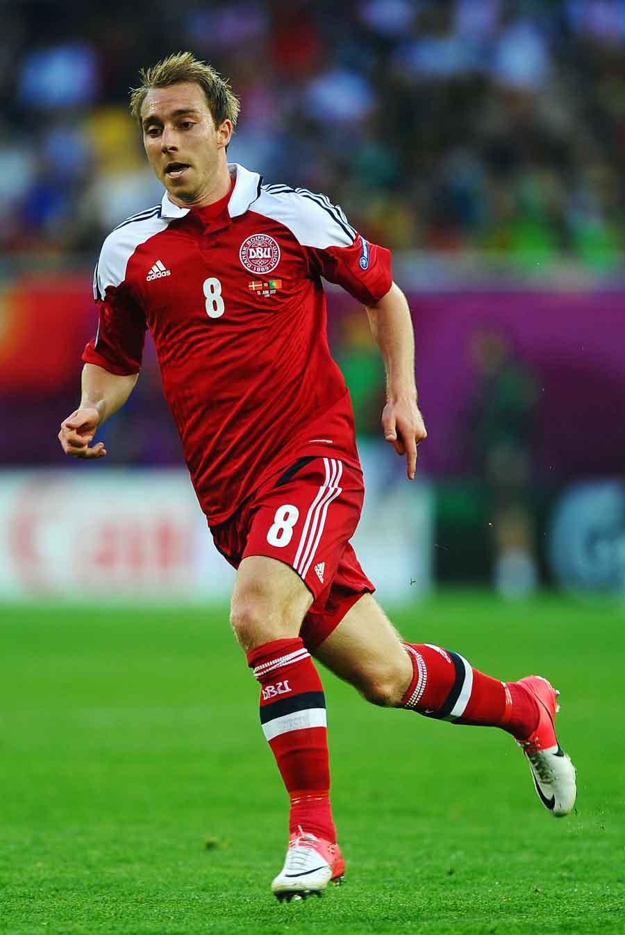 Christian Eriksen of Denmark in action against Portugal